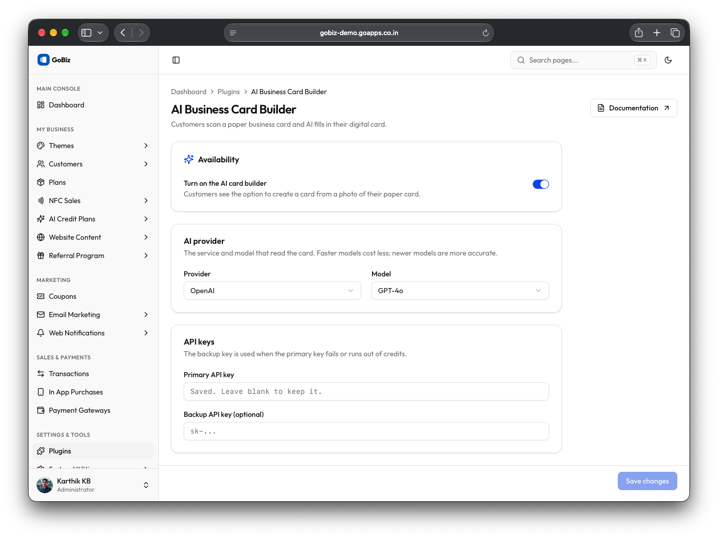 AI Builder Settings