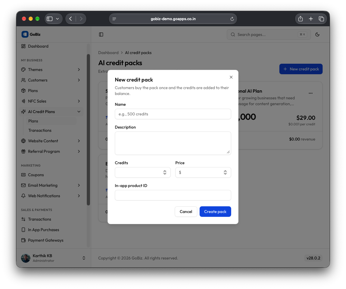 GoBiz How to Create AI Credit Plan