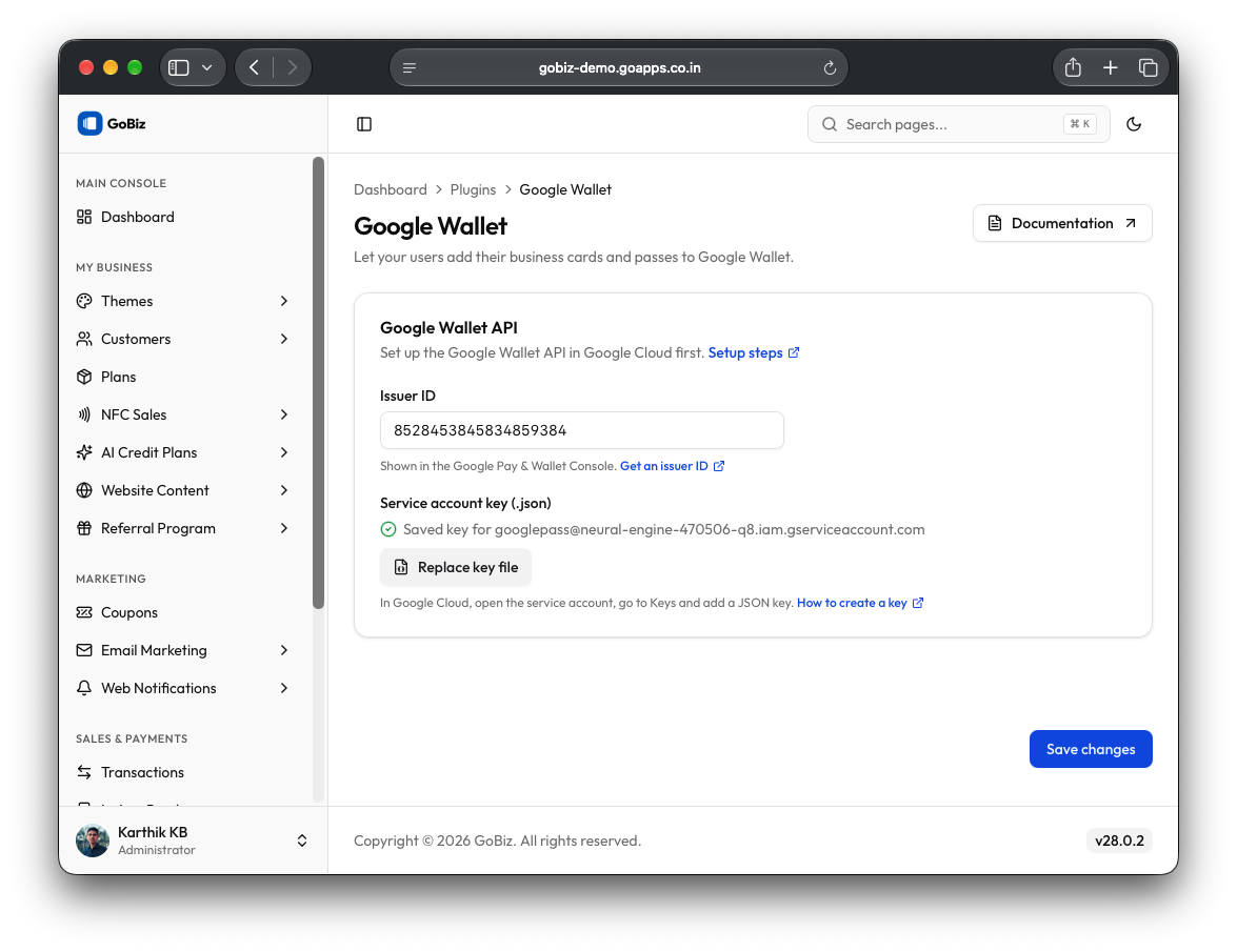 Google Waller Configuration