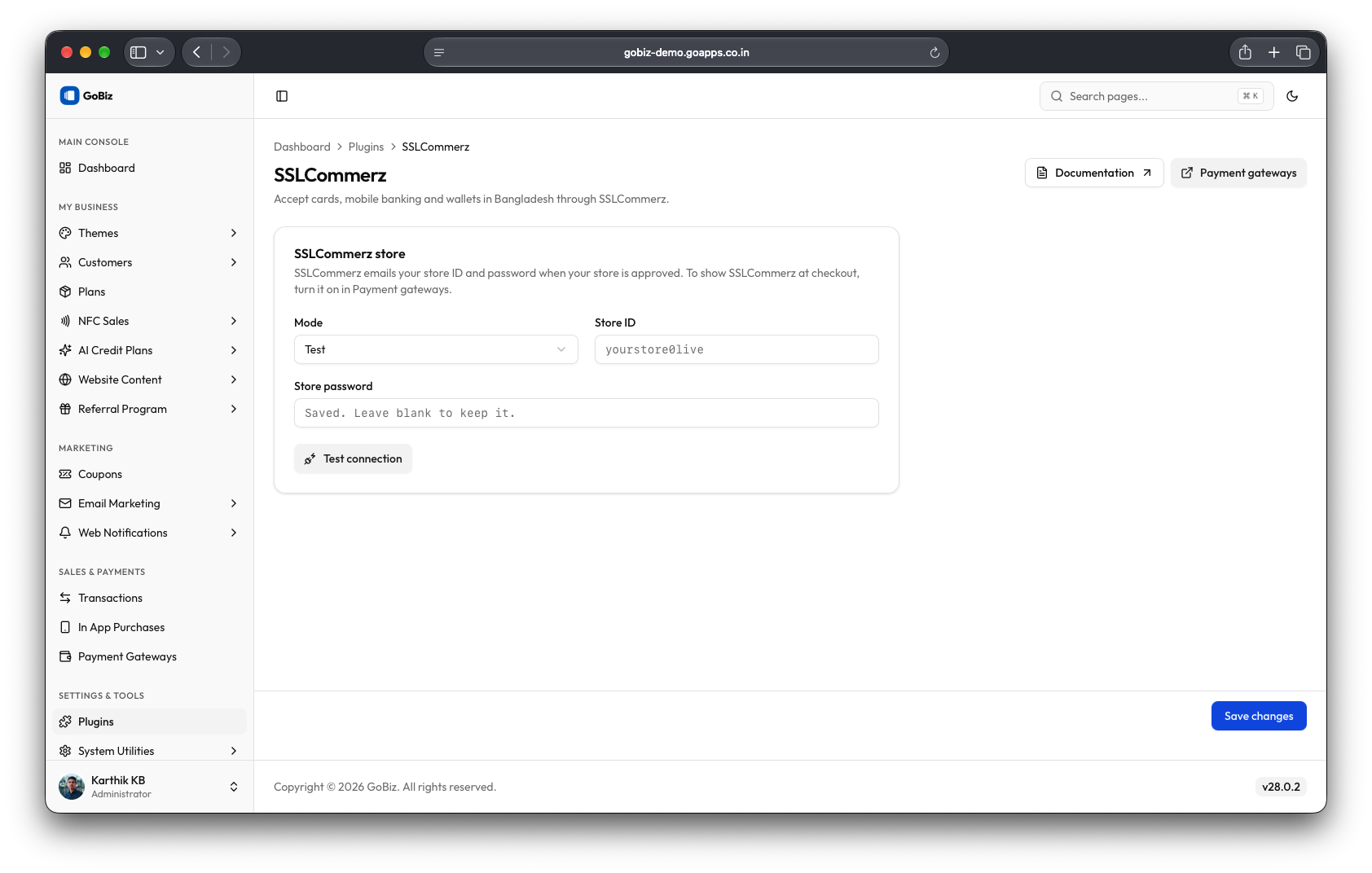 GoBiz SSLcommerz Configuration