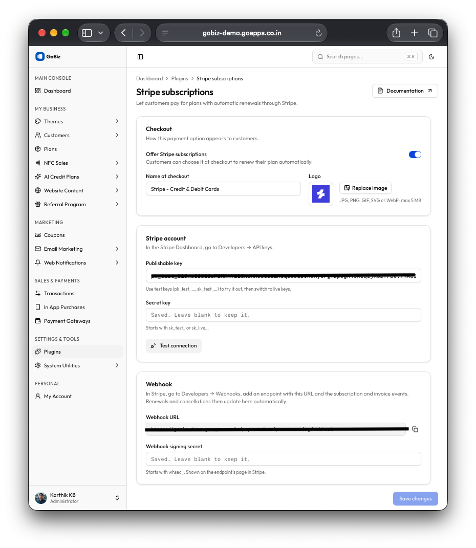Stripe Recurring Configuration