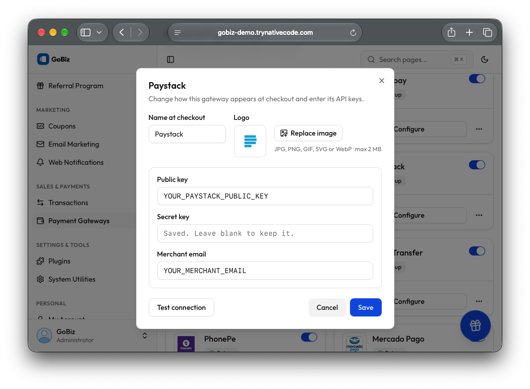 Paystack Installation