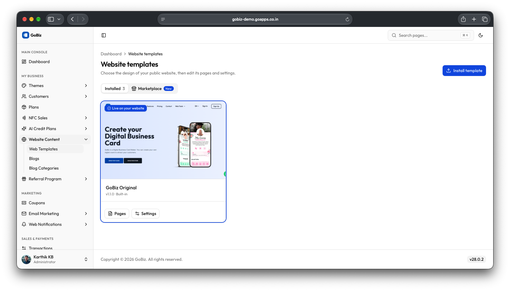 gobiz_modern_web_template_installation_1